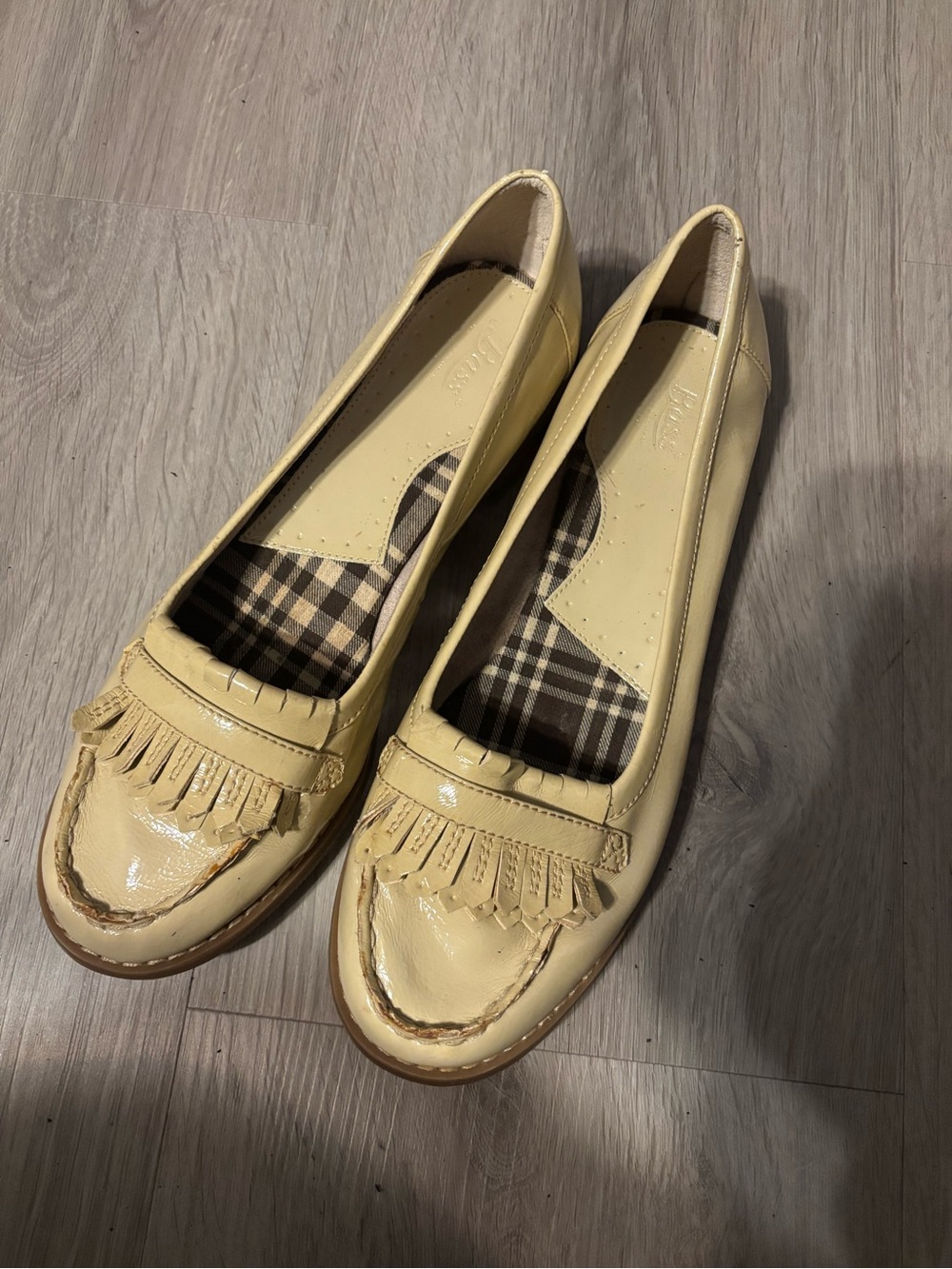 G.H. Bass & Co. Cream Patent Kiltie Loafers